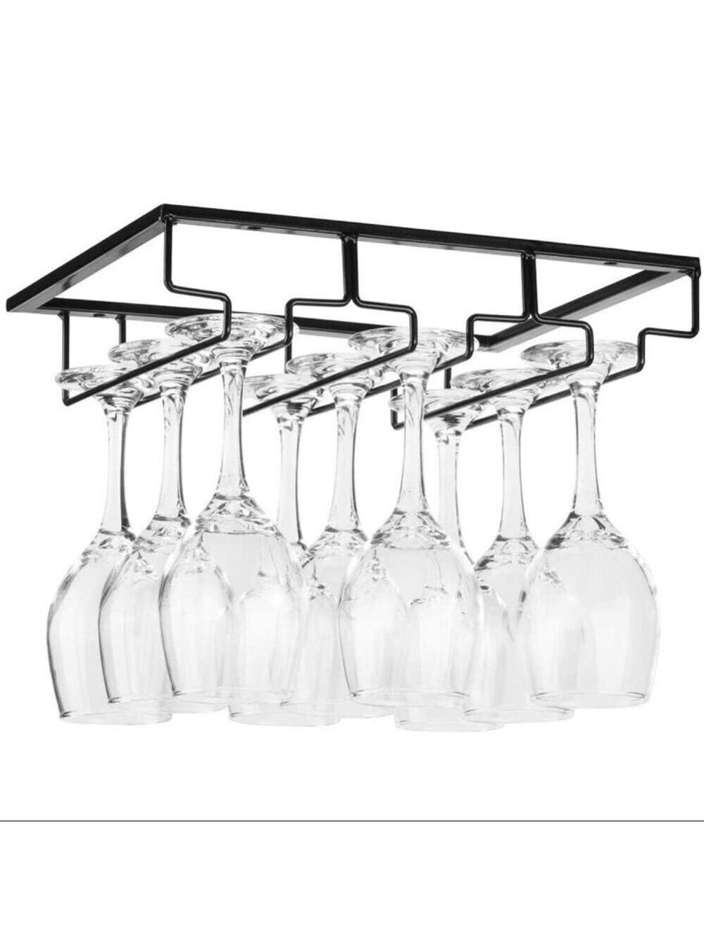 NEW-UNDER Cabinet Wine Glass Metal Rack,Stemware Storage, Glasses Holder, Hanger